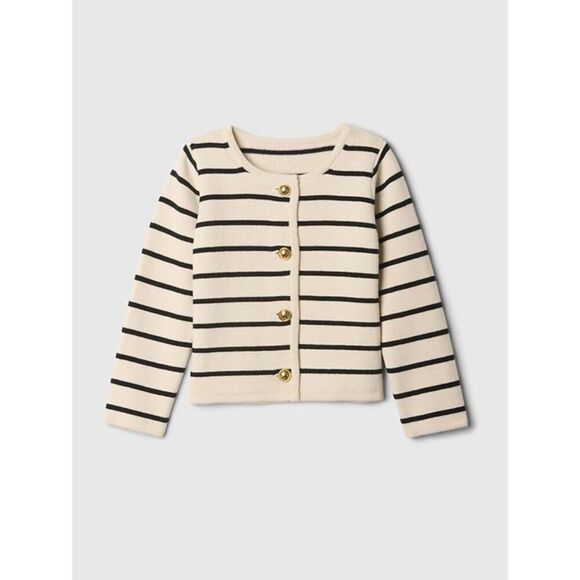 GAP Baby Button Cardigan In Bold Navy Stripe Size 5 Years GUC - Picture 2 of 11